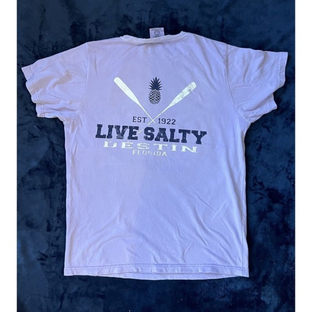 Live Salty Destin Shirt Mens Large Purple Short Sleeve T Shirt Casual Beach - Picture 2 of 6